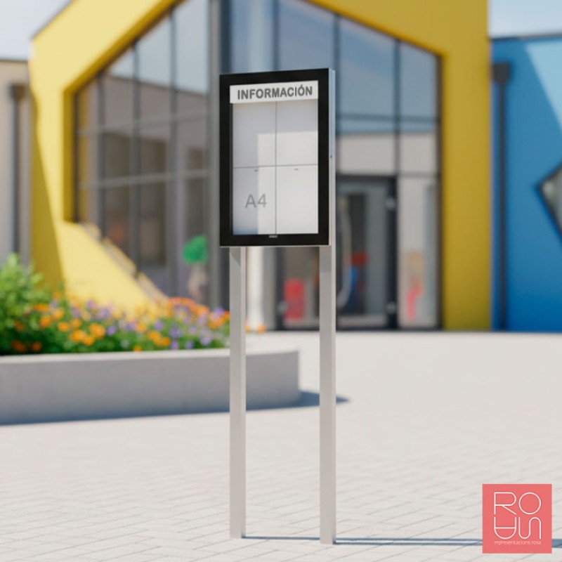 Vitrina  d'informació Edge amb gruix de 54 mm amb postes